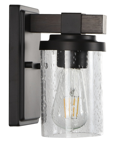 Jonathan Y Bungalow 4.5in 1-light Iron/seeded Glass Rustic Farmhouse Led Vanity Light In Metallic