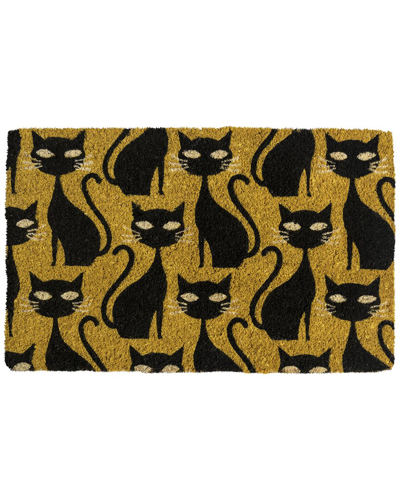 Entryways Fine Felines Handwoven Coconut Fiber Doormat In Yellow