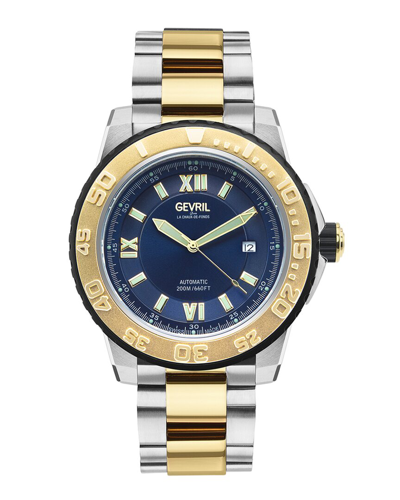 Gevril Seacloud Automatic Blue Dial Men's Watch 3125b In Two Tone  / Blue / Gold Tone / Yellow