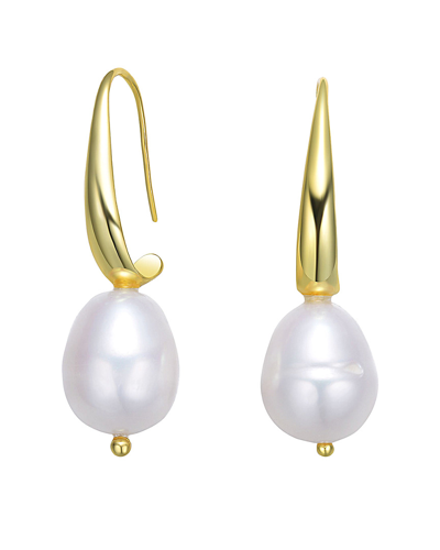 Genevive 18k Over Silver 13mm Freshwater Pearl Earrings