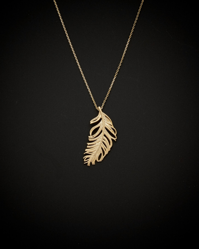 Italian Gold 14k  Feather Necklace