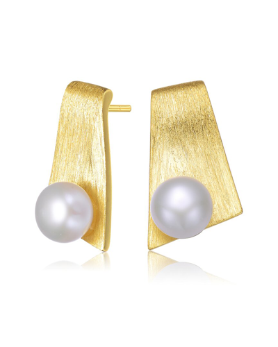 Genevive 14k Over Silver 7.5-7.5mm Pearl Earrings