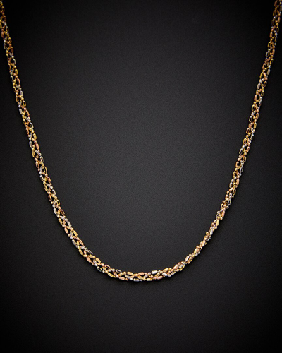 Italian Gold Fremada 14k Italian Tri-tone Gold Braided Necklace