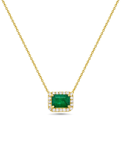 Forever Creations Signature Forever Creations 14k 1.07 Ct. Tw. Diamond & Emerald Halo Necklace