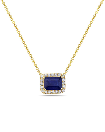Forever Creations Signature Forever Creations 14k 1.57 Ct. Tw. Diamond & Sapphire Halo Necklace