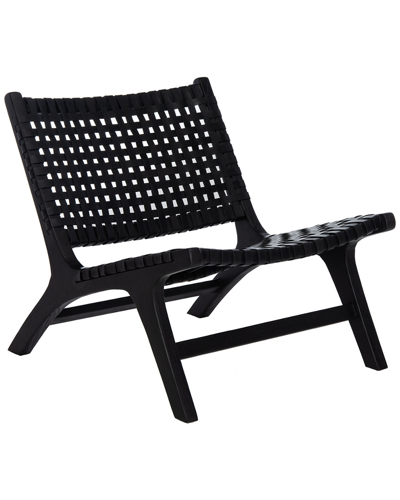 Safavieh Luna Leather Woven Accent Chair In Black