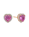 FOREVER CREATIONS USA INC. FOREVER CREATIONS 14K 2.13 CT. TW. DIAMOND & PINK SAPPHIRE HALO HEART EARRINGS