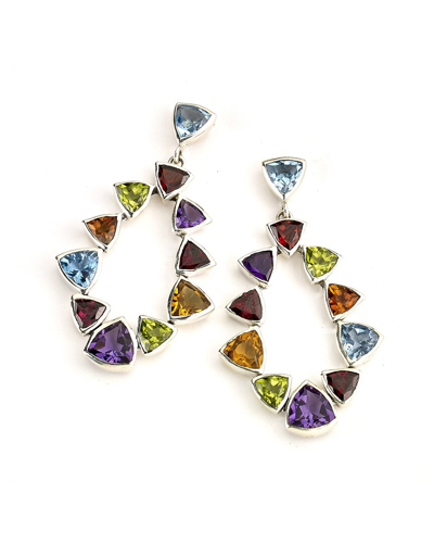 Samuel B. Silver 13.64 Ct. Tw. Gemstone Trillion Earrings