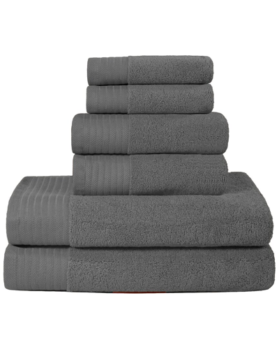 Superior Turkish Cotton 6pc Highly Absorbent Solid Towel Set In Grey