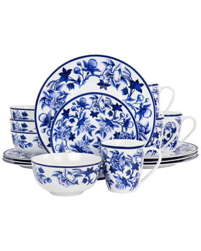 Martha Stewart 16pc Blue Vintage Fine Ceramic Dinnerware Set In Cobalt