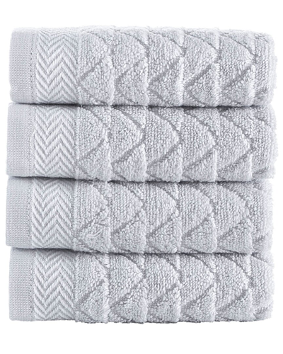 Brooks Brothers Herringbone 4pc Wash Towels In Silver