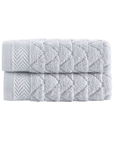 Brooks Brothers Herringbone 2pc Wash Towels In Silver