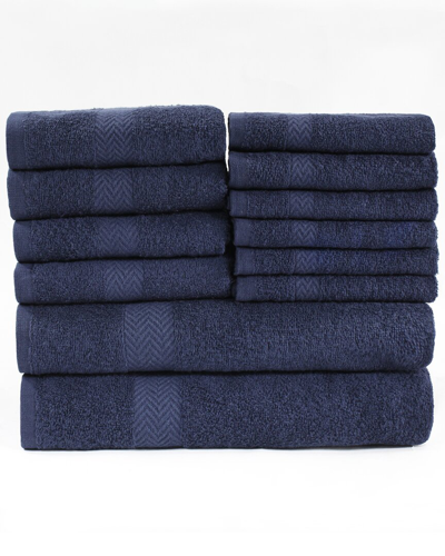 Superior Eco-friendly 12pc Absorbent Towel Set In Navy