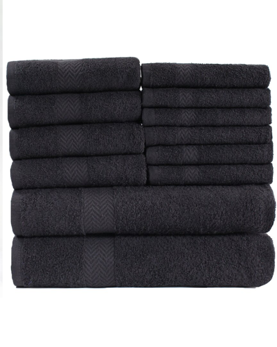 Superior Eco-friendly 12pc Absorbent Towel Set In Black