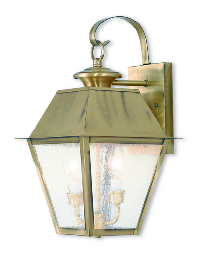 Livex Lighting Livex Mansfield 2-light Ab Outdoor Wall Lantern