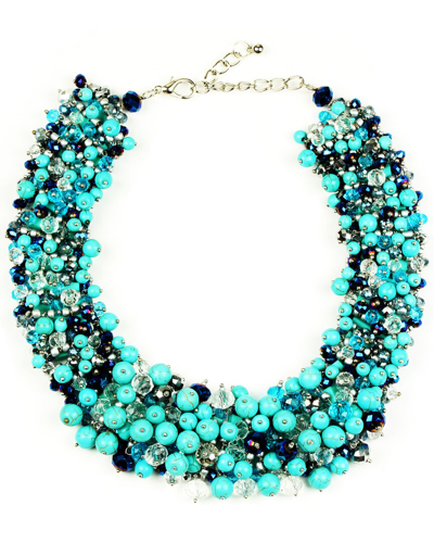 Eye Candy La Luxe Collection Crystal Harper Statement Collar Necklace In Blue