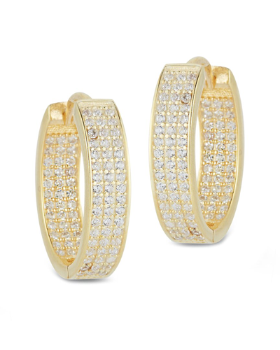 Glaze Jewelry Silver Cz Oval Hoops In Gold