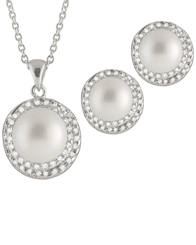 Splendid Pearls Silver 8.5-9mm Freshwater Pearl Necklace & Earrings Set