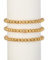 Eye Candy La Women's Luxe Collection 3-piece Initial Goldtone Beaded & Cubic Zirconia Bracelet Set In Letter E