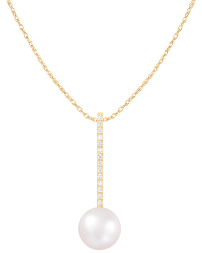 Splendid Pearls 14k Diamond 8-8.5mm Pearl Pendant
