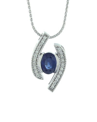 Suzy Levian 14k 1.10 Ct. Tw. Diamond & Sapphire Pendant