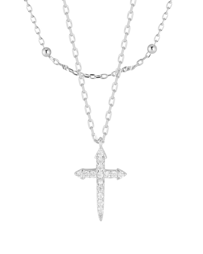 Glaze Jewelry Silver Cz Cross Necklace In Metallic