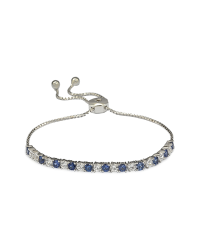 Suzy Levian Silver Diamond & Sapphire Bolo Bracelet