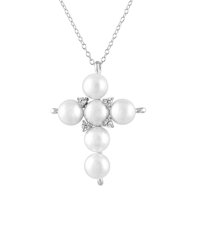 Splendid Pearls Dnu 0 Units Sold  Silver 6-6.5mm Freshwater Pearl & Cz Necklace