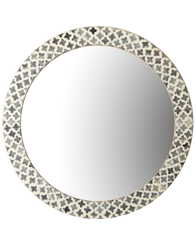Two's Company Slate Quatrefoil Round Wall Mirror