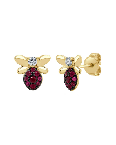 Sabrina Designs 14k 0.75 Ct. Tw. Diamond & Ruby Bumble Bee Studs