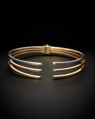 Italian Gold 14k Italian Tri-tone Gold Hinge Cuff Bracelet
