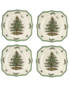 Spode Christmas Tree Set Of 4 Scalloped Salad Plates In Green