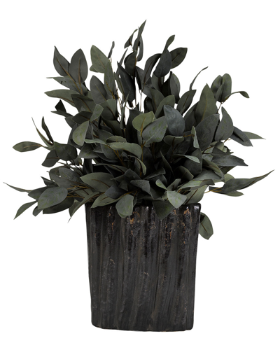 D&w Silks Setlarge Grey/green Eucalyptus In Oval Ceramic Planter