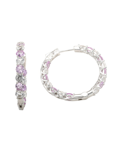 Suzy Levian Silver 0.02 Ct. Tw. Diamond & Sapphire Hoops