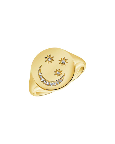 Sabrina Designs 14k Yg Diamond Celestial Signet Ring