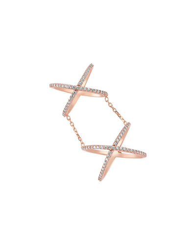 Amorium 18k Rose Gold Vermeil Cubic Zirconia X Ring