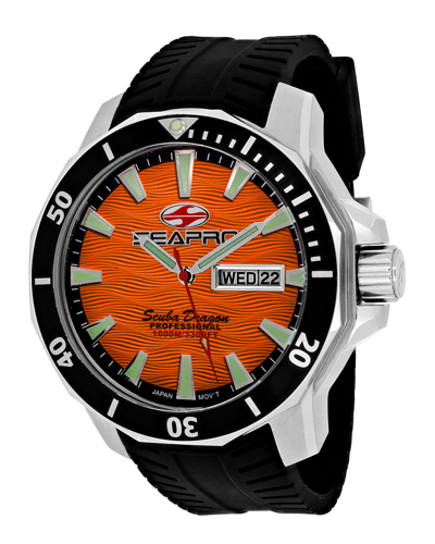 Seapro Scuba Dragon Diver Limited Edition 1000 Meters Orange Dial Men's Watch Sp8314 In Black / Orange