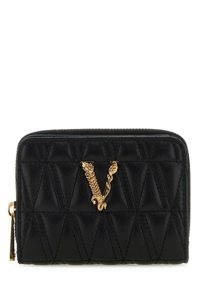 Versace Woman Black Nappa Leather Virtus Wallet