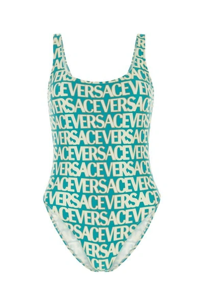 Versace Woman Printed Stretch Nylon Swimsuit In Multicolor