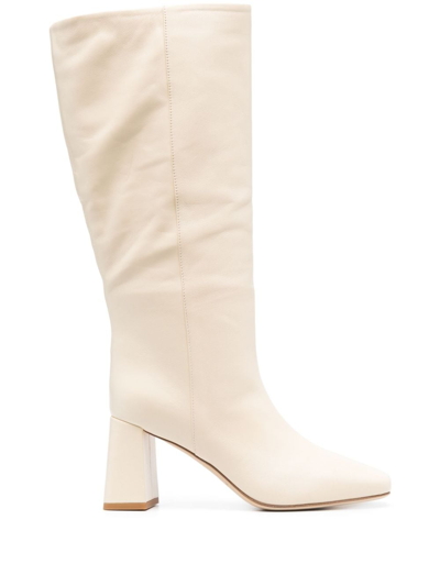 Dear Frances 85mm Slip-on Leather Boots In Neutrals