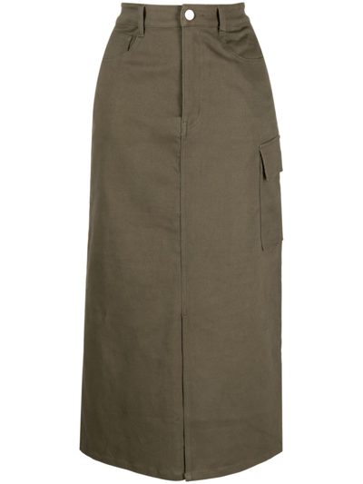 B+ab High-waisted Midi Skirt In Brown