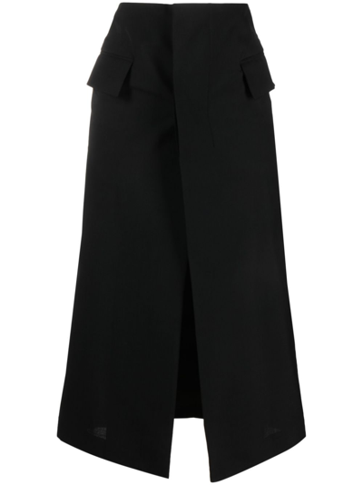 Sacai Short Midi Skirt In Black