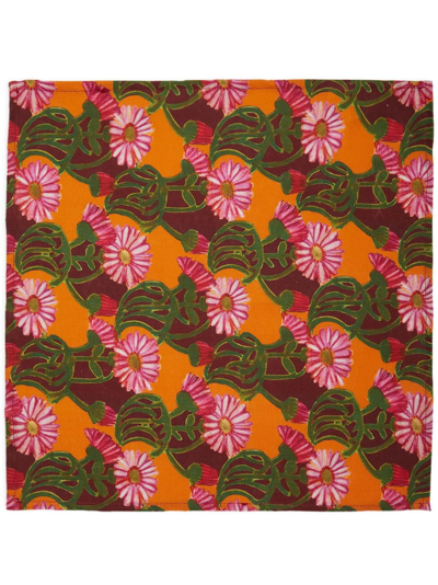 La Doublej Como Gerber-print Napkin (set Of Two) In Orange