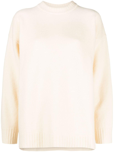 Jil Sander Long-sleeve Crew-neck Wool Jumper In White