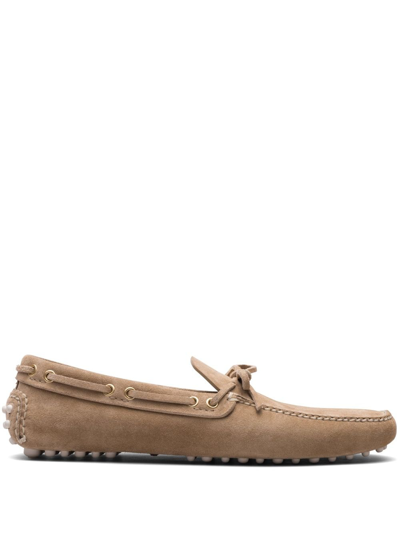 Car Shoe Lux Driving Suede Loafers In Neutrals