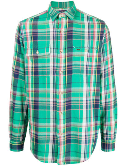 Polo Ralph Lauren Plaid-check Pattern Cotton Shirt In Green