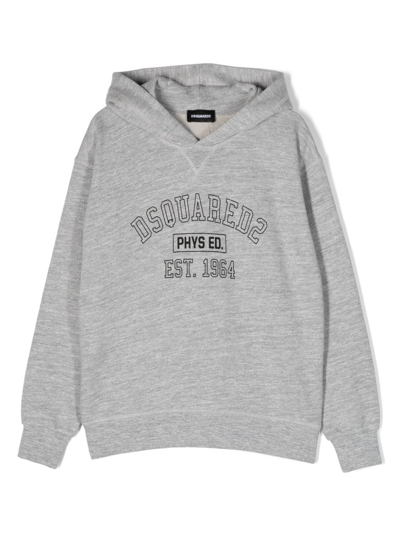 Dsquared2 Kids' Logo-print Cotton Hoodie In Grey