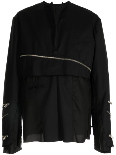 Takahiromiyashita The Soloist Zip-detail Panelled Sweatshirt In Black