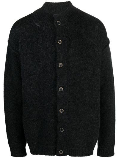 Uma Wang High-neck Wool Cardigan In Grey