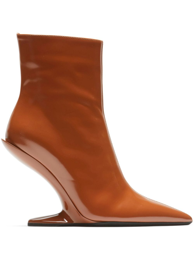 N°21 Patent-finish Leather Ankle Boots In Brown